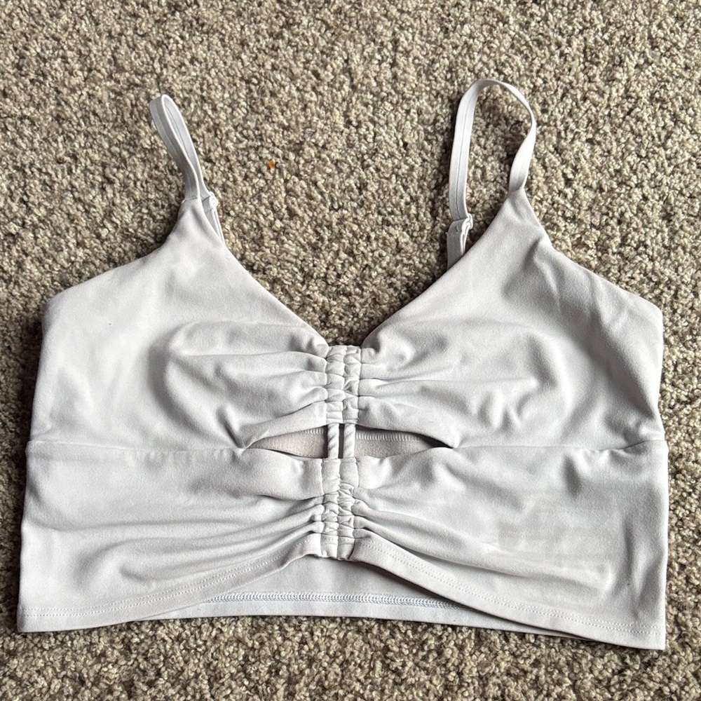 Athleta Size S White Longline Cinch Sports Bra